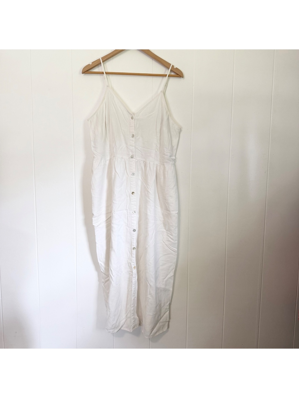 A New Day White Spaghetti Strap Button Down Midi Dress Women's XL